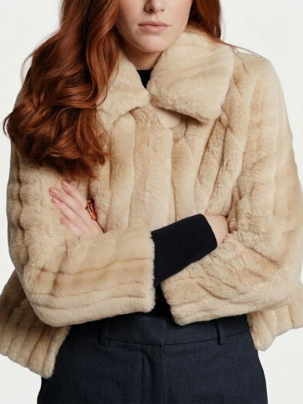 Frances Valentine Babe Faux Fur Jacket Natural Size S NWT